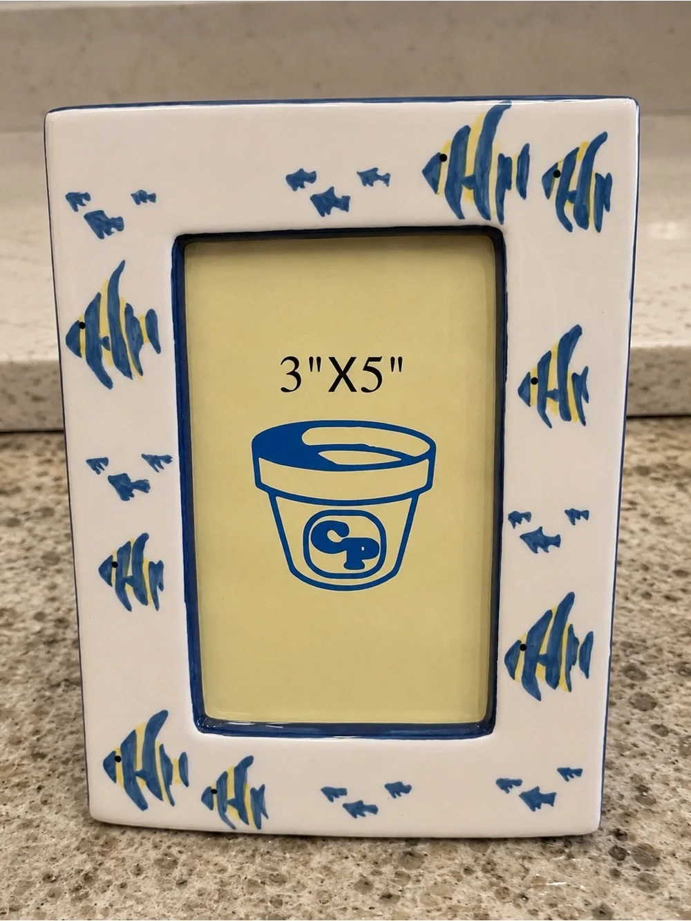Hand-Painted Fish 3x5 Picture Frame - Blue & Yellow